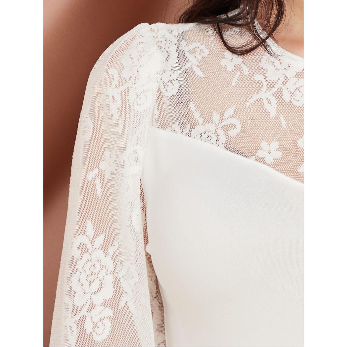 Styli Floral Mesh Yoke Long Sleeve Fitted Bodysuit-women-clothing-tshirts-image-4