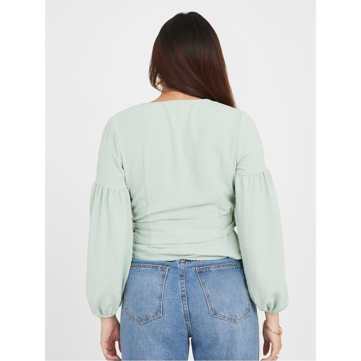 Styli Regular Fit Buckle Detail Wrap Top-women-clothing-shirtsandblouses-blouses-image-4