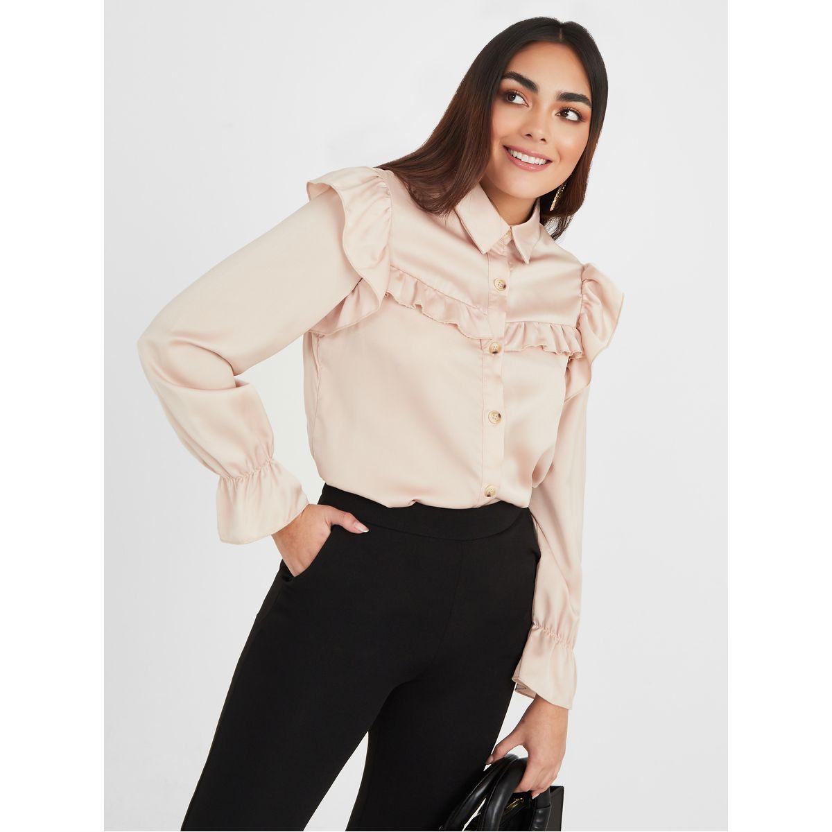 بلوزة بقصة عادية وكشكش-women-clothing-shirtsandblouses-shirts-image-1