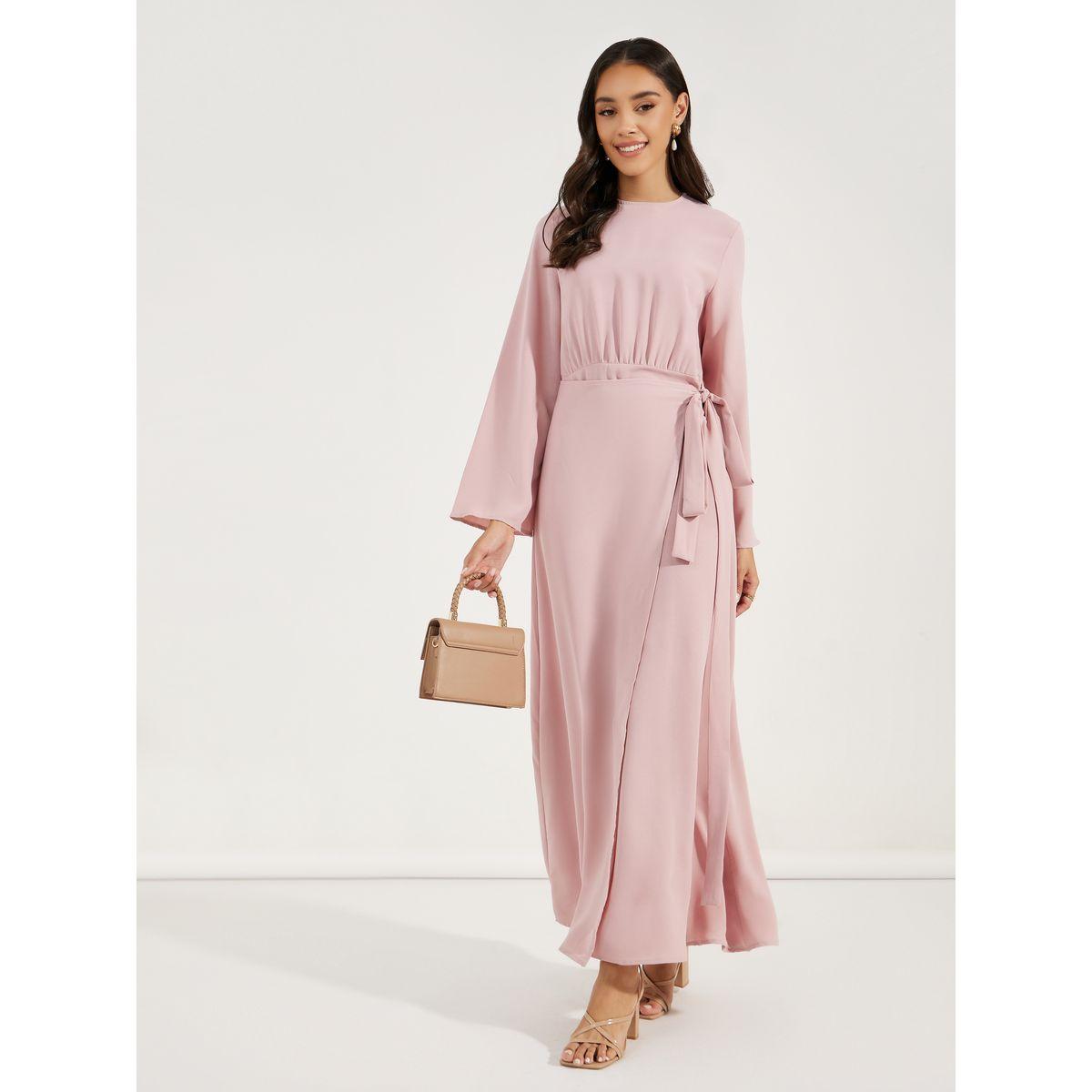 Styli Wrap Front A-Line Jalabiya-women-arabicclothing-jalabiyas-image-1