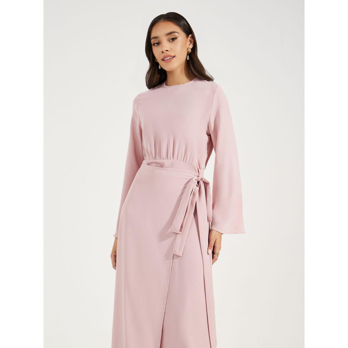 جلابية طويلة بحافة واسعة ونمط لف-women-arabicclothing-jalabiyas-image-2