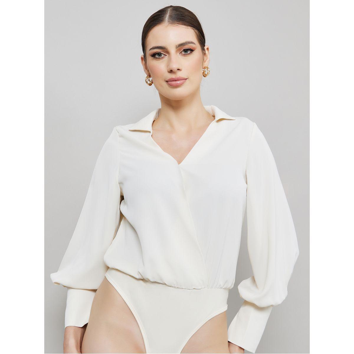 Styli Collared Neck Wrap Front Regular Fit Bodysuit-women-clothing-shirtsandblouses-blouses-image-2