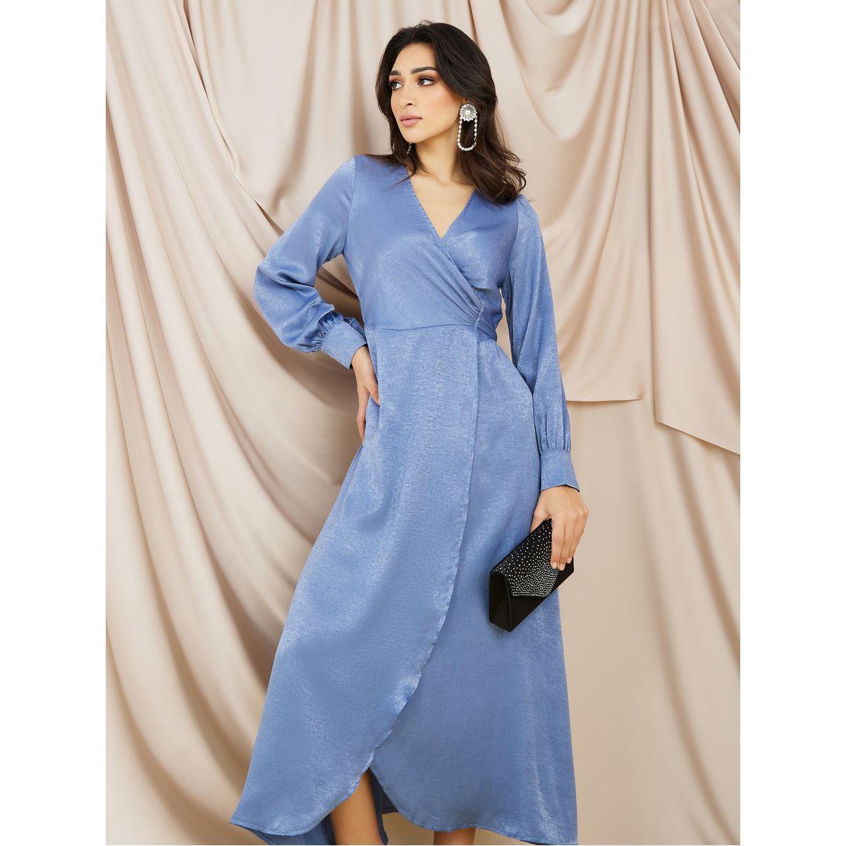 Styli Solid Smooth Satin Wrap Maxi Dress-women-clothing-dresses-image-2