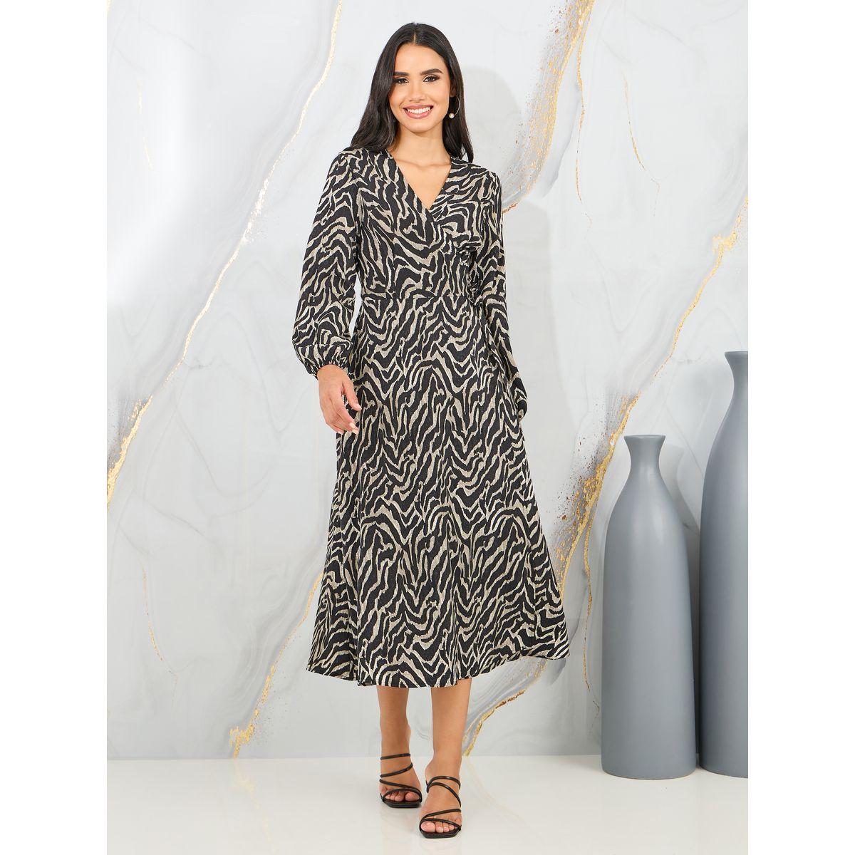 Styli Abstract Print Wrap Midi Dress-women-clothing-dresses-image-1