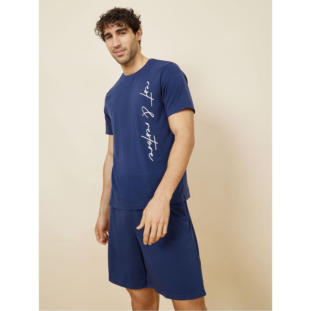 طقم للنوم من ( تيشيرت + شورت )-men-clothing-nightwear-sets-image-1