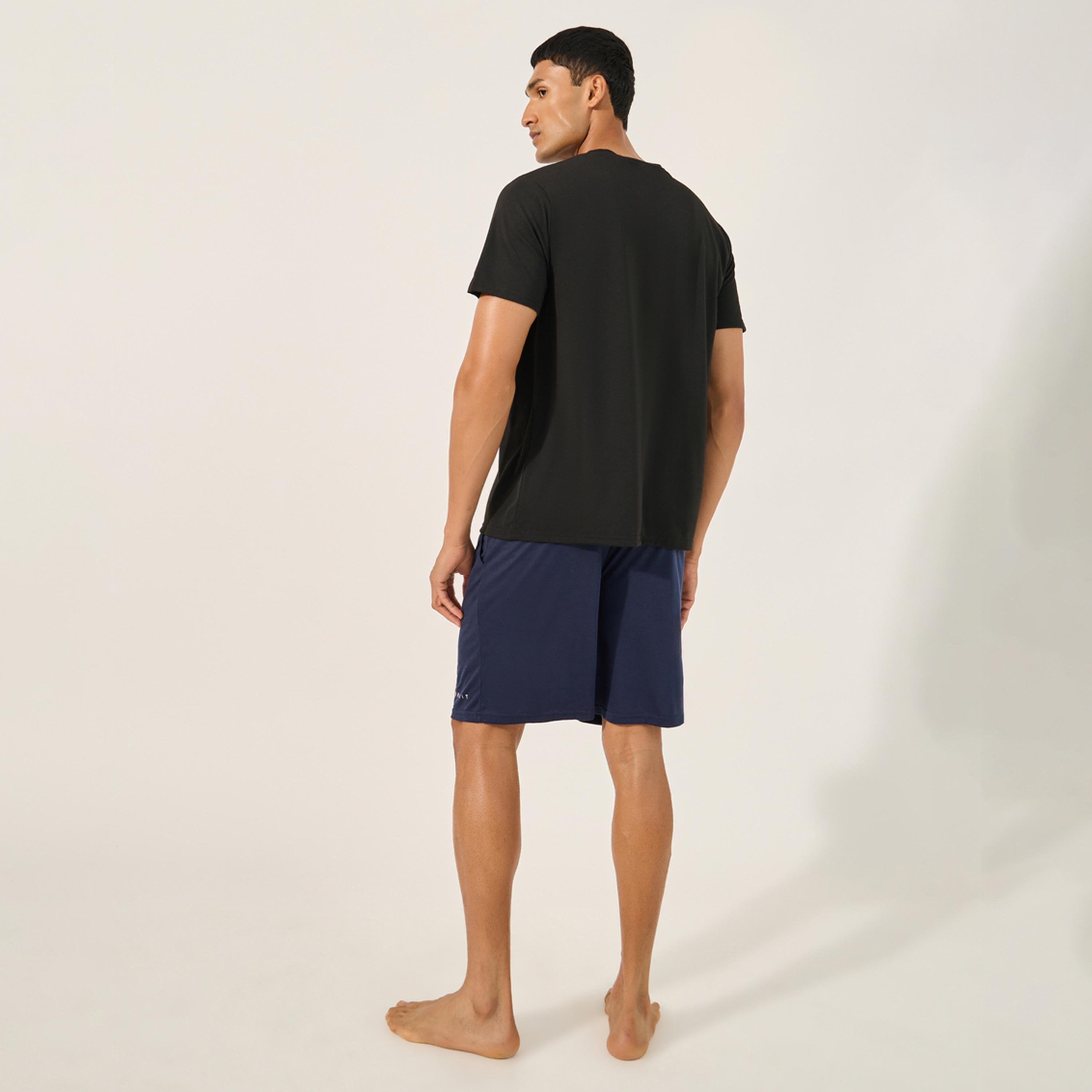 Styli Graphic Print Round Neck T-Shirt and Shorts Pyjama Set-men-clothing-nightwear-sets-image-4