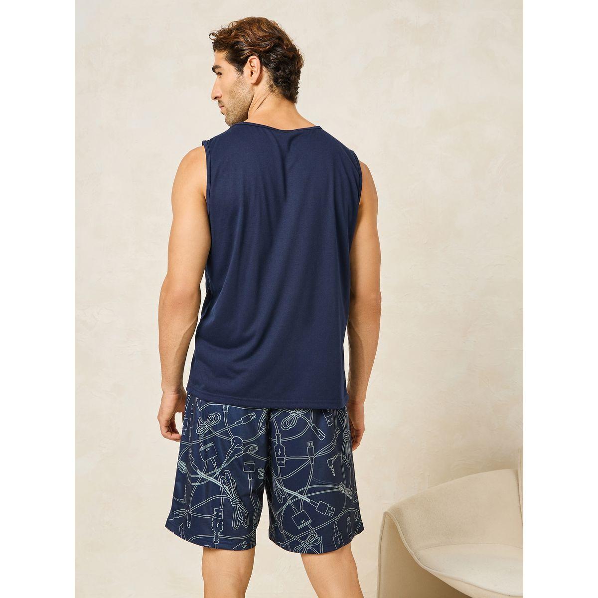 مجموعة من شورت مع تيشيرت كت مطبع-men-clothing-nightwear-sets-image-5