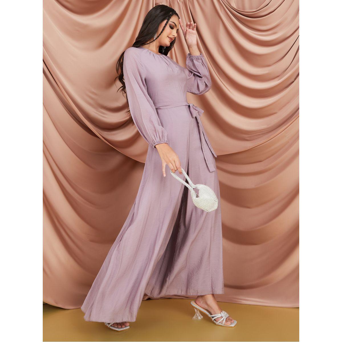 Styli Wide Leg Textured Chiffon Jumpsuit with Tie Belt-women-clothing-jumpsuits-image-1