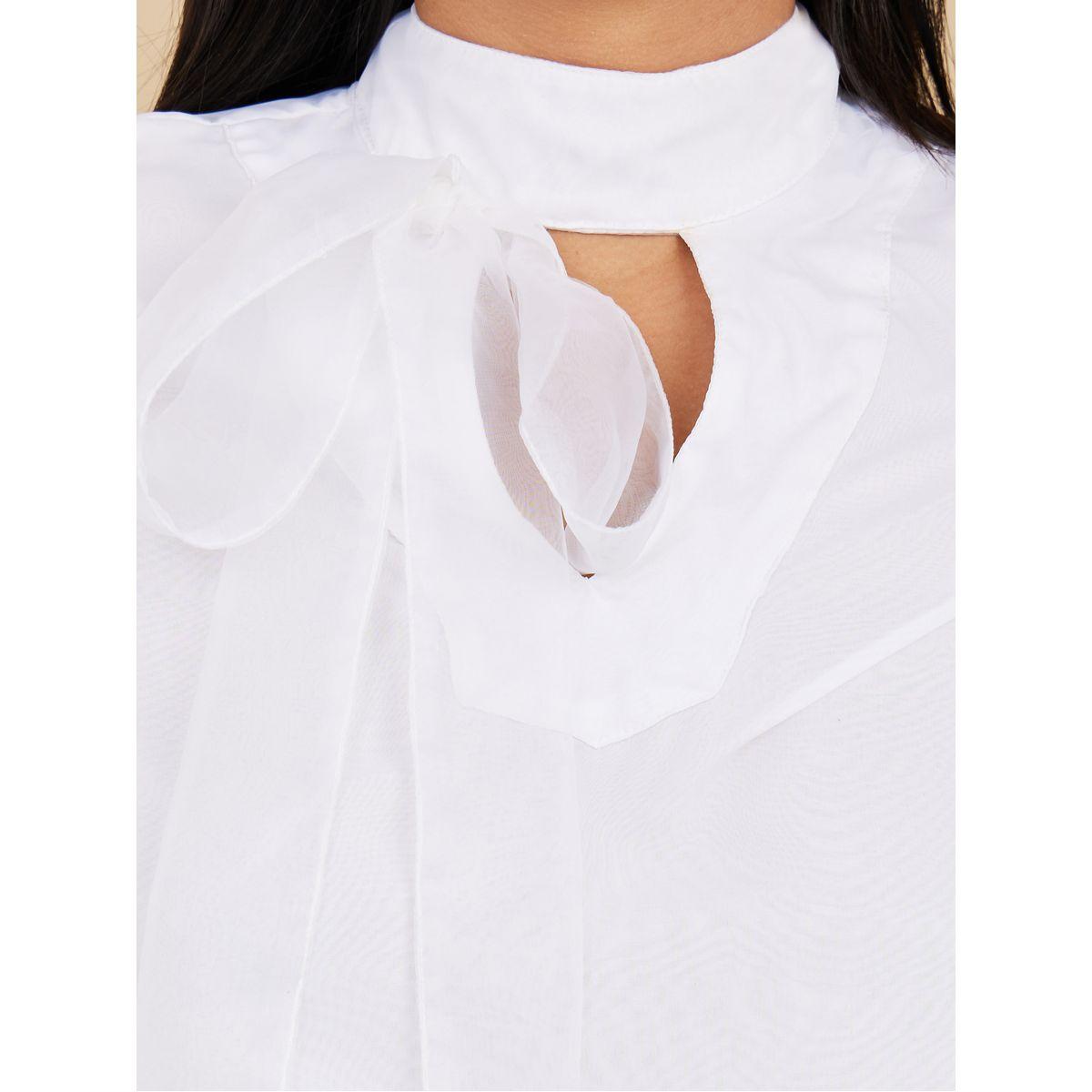 Styli Organza Long Sleeves High Neck Tie Up Neck Blouse -women-clothing-shirtsandblouses-blouses-image-3
