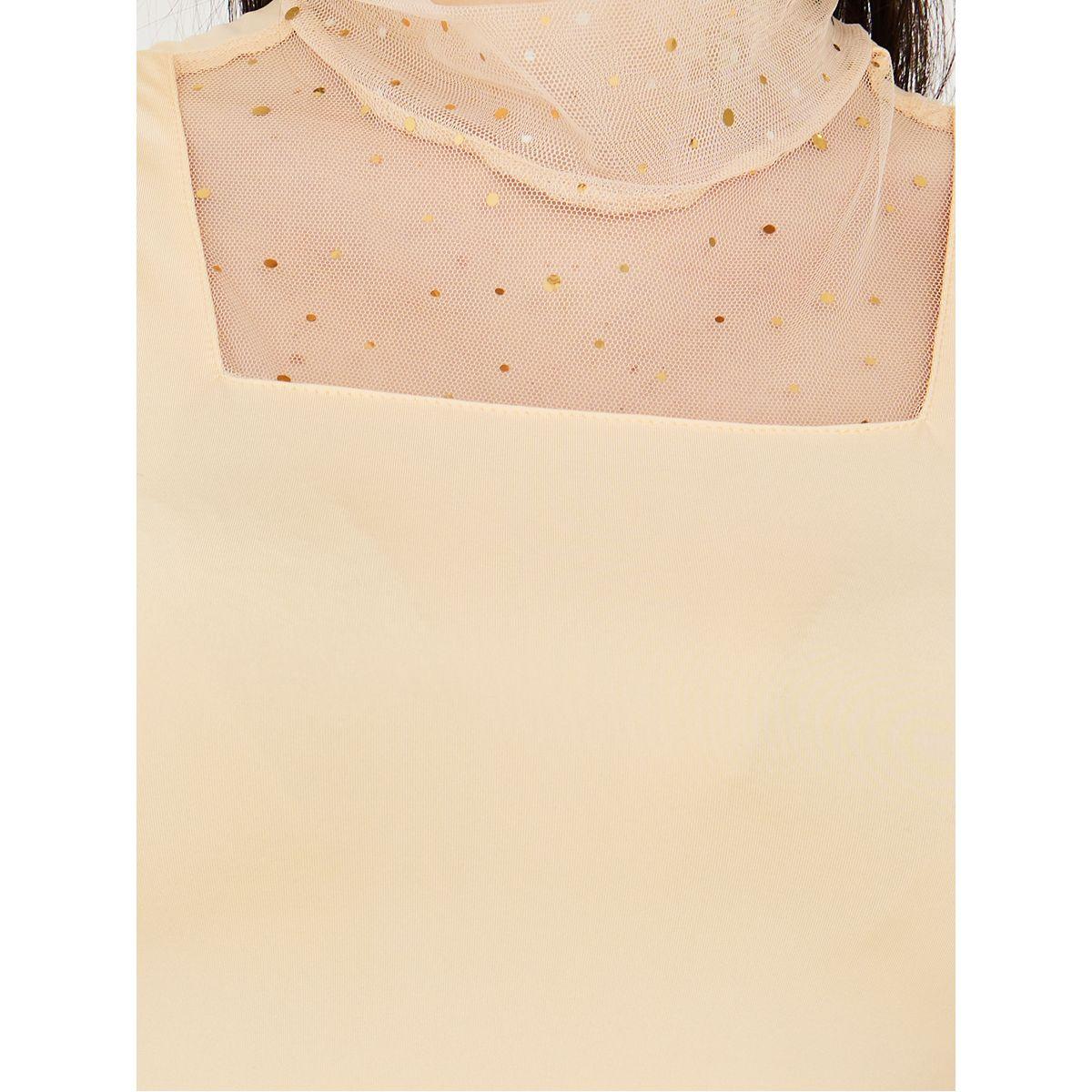 Styli Embellished Mesh Insert Knit Fitted Bodysuit-women-clothing-tshirts-image-4