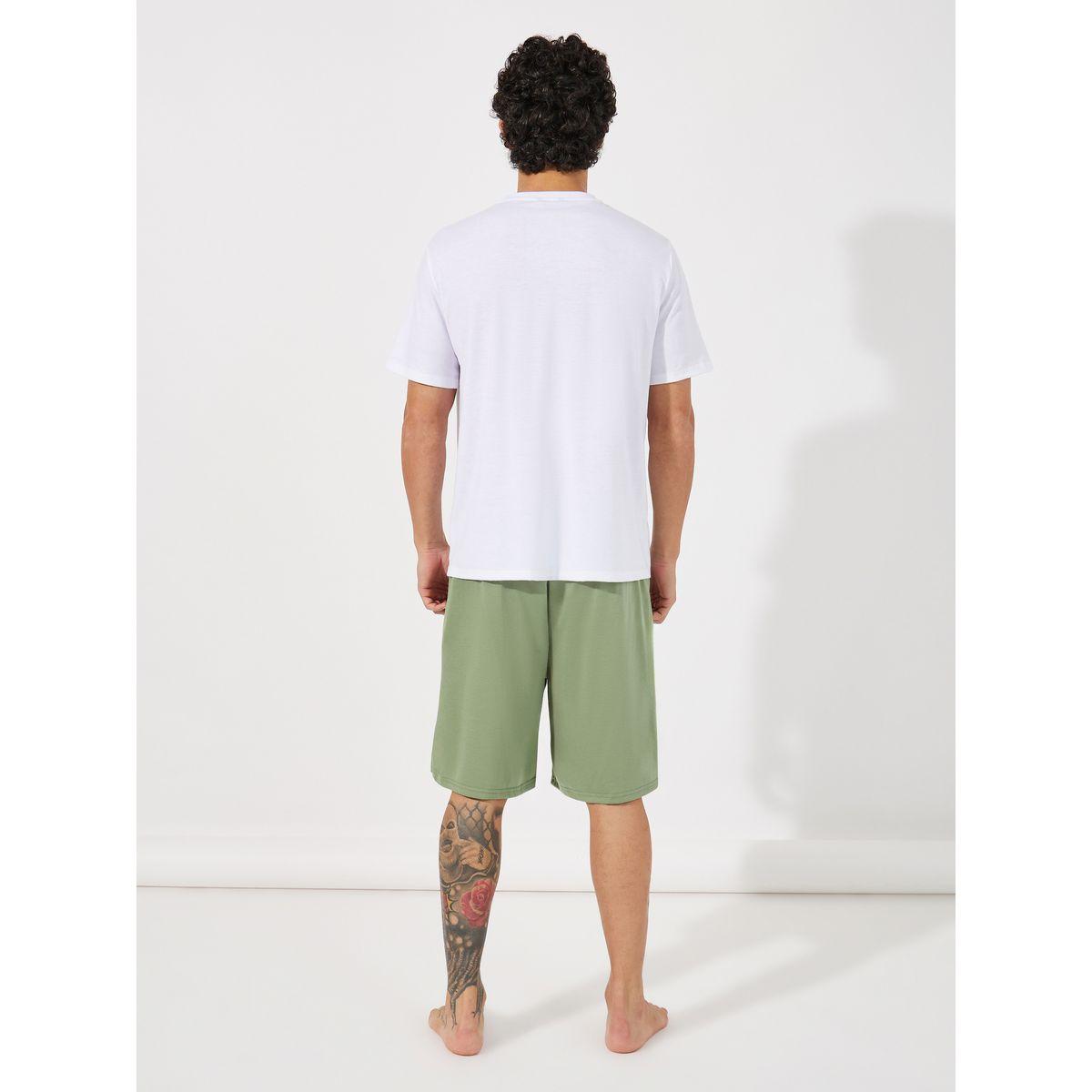 Styli Unwind Tropical Print Round Neck T-Shirt & Solid Shorts Set-men-clothing-nightwear-sets-image-6