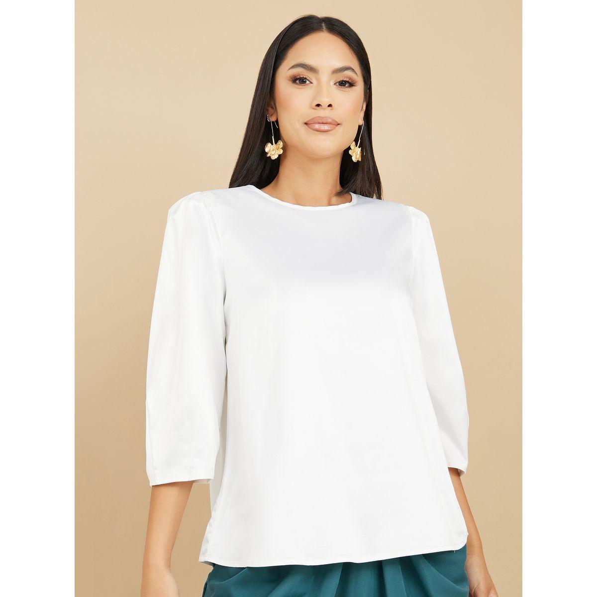 Styli Satin Top and Pleat Detail Pencil Maxi skirt -women-clothing-coordsets-image-2