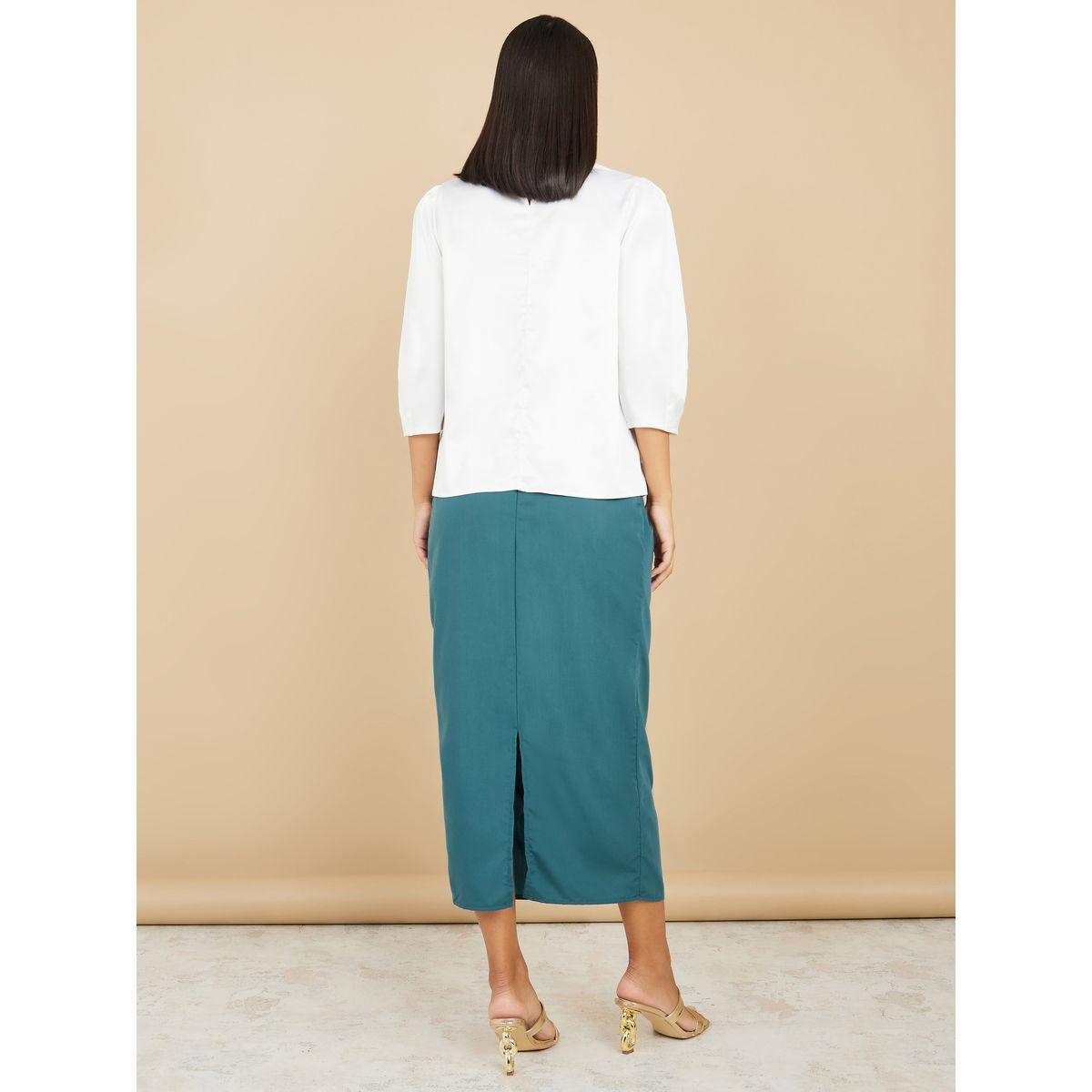 Styli Satin Top and Pleat Detail Pencil Maxi skirt -women-clothing-coordsets-image-6
