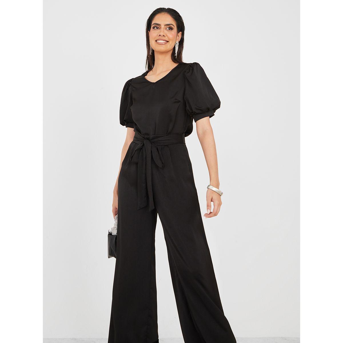 Styli Satin Puff Sleeve Blouse & Trouser Co-Ord Set-women-clothing-coordsets-image-3