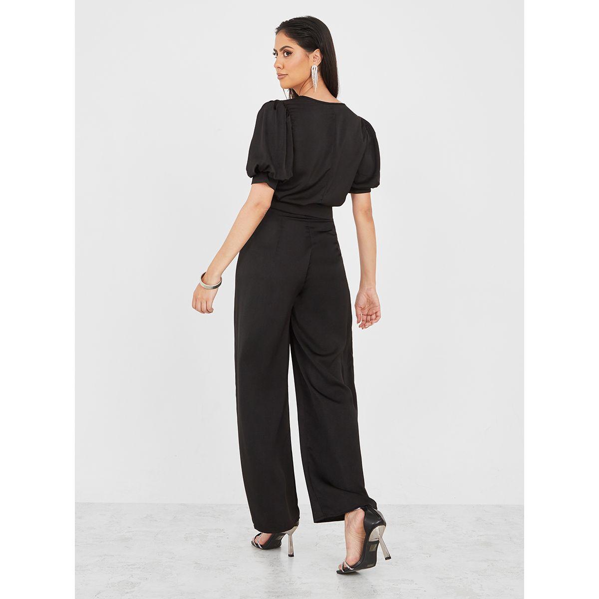 Styli Satin Puff Sleeve Blouse & Trouser Co-Ord Set-women-clothing-coordsets-image-6