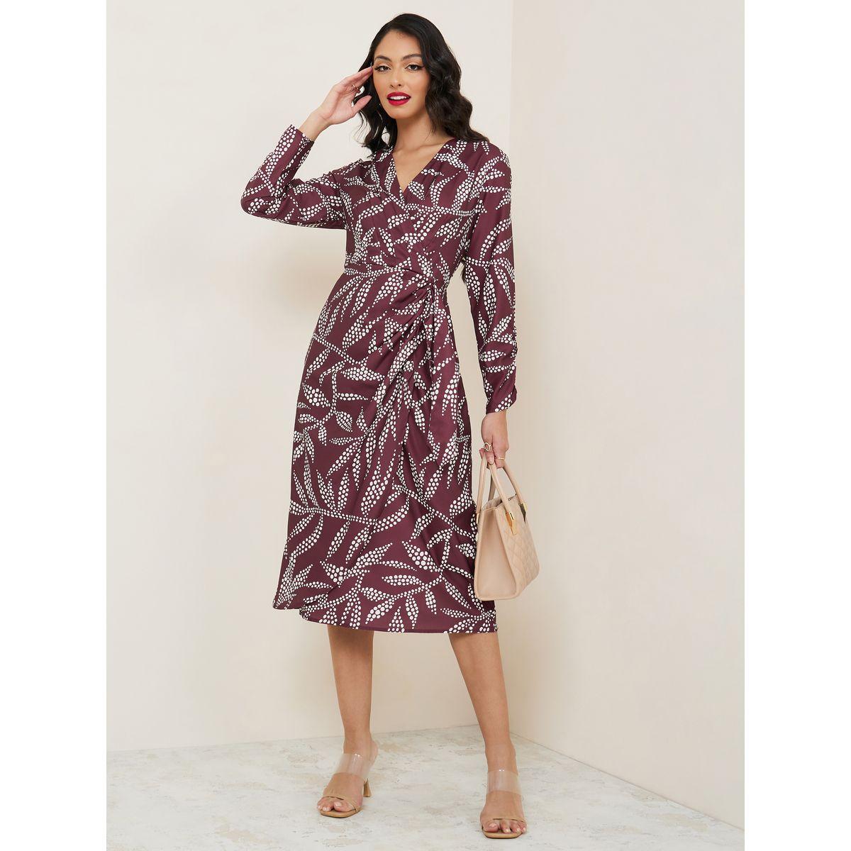 Styli Limited Leaf All Over Print Midi Dress-women-clothing-dresses-image-2