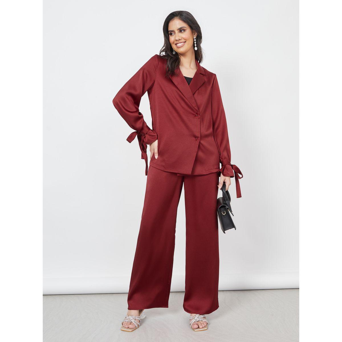 Styli Tie-Cuff Longline Top & Trousers Co-Ord Set-women-clothing-coordsets-image-1