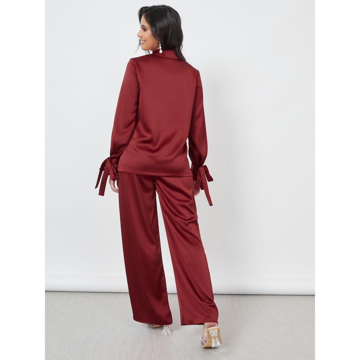 Styli Tie-Cuff Longline Top & Trousers Co-Ord Set-women-clothing-coordsets-image-5
