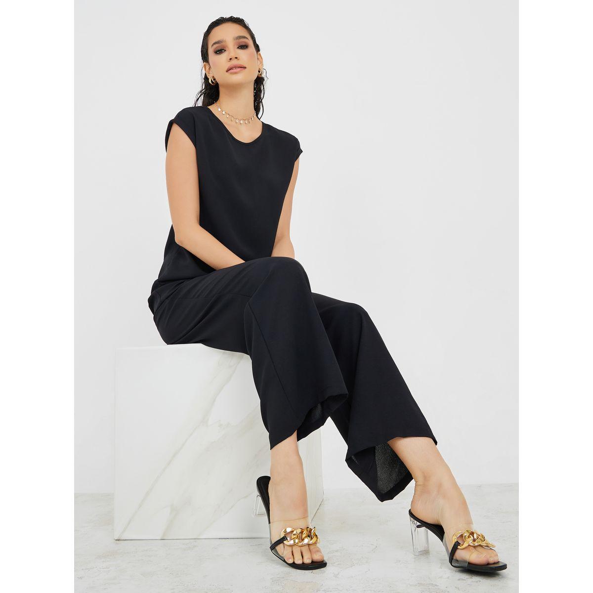 أميرة x ستايلي مجموعة من بنطال بأرجل واسعة مع بلوزة بأكمام كاب-women-clothing-coordsets-image-1
