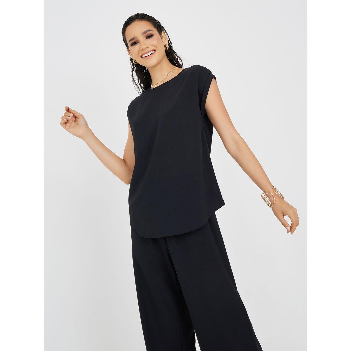 أميرة x ستايلي مجموعة من بنطال بأرجل واسعة مع بلوزة بأكمام كاب-women-clothing-coordsets-image-3