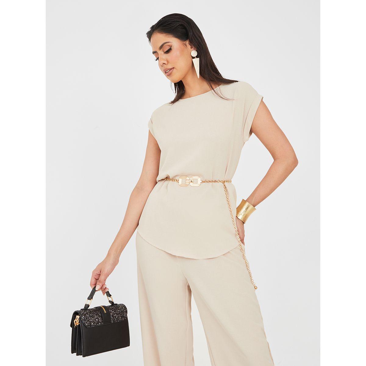 Styli Cap Sleeves Top & Wide Leg Trousers Under Abaya Set-women-clothing-dresses-image-2
