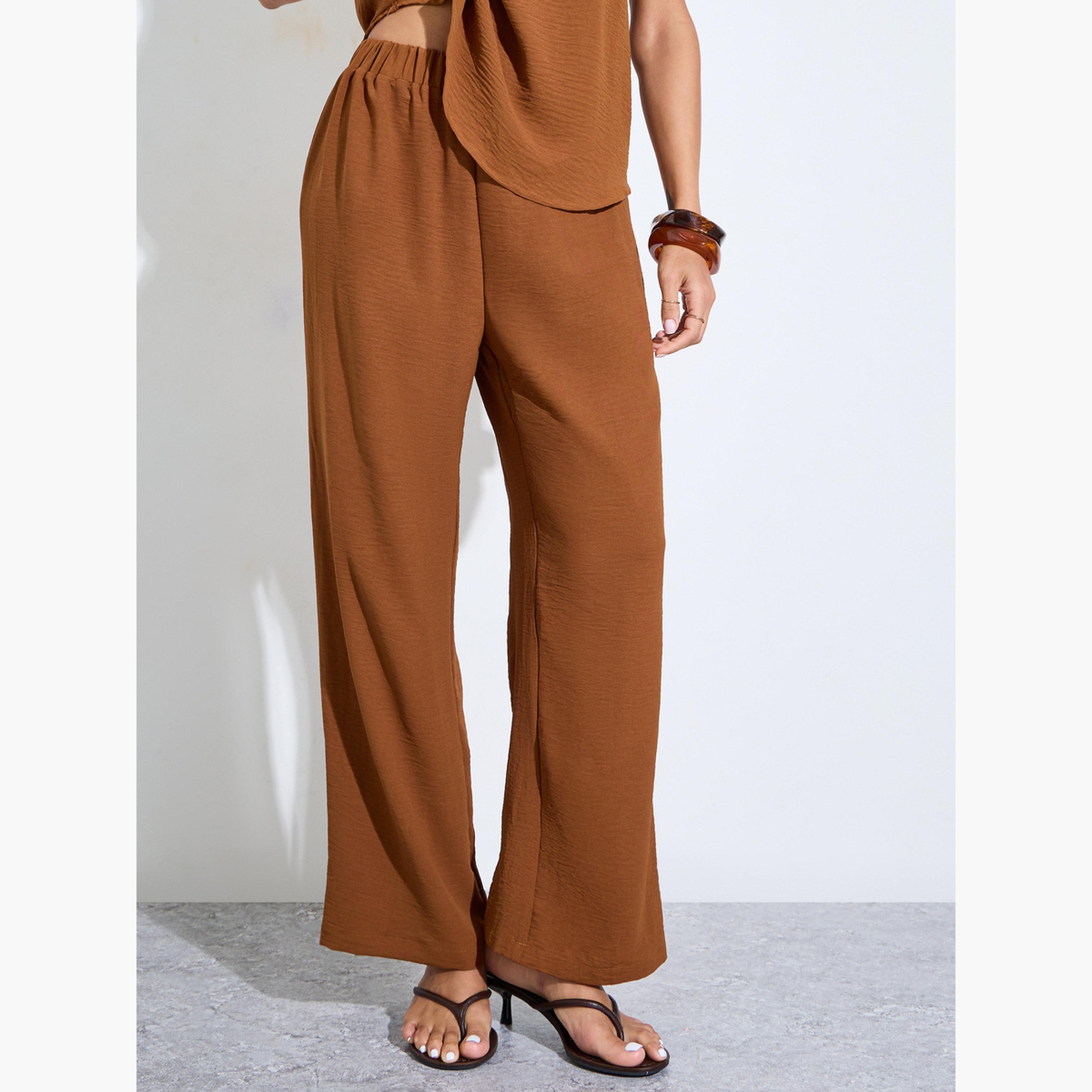 Amirah X Styli Brown Cap Sleeves Longline Top and Pants Under Abaya Set-women-clothing-coordsets-image-5
