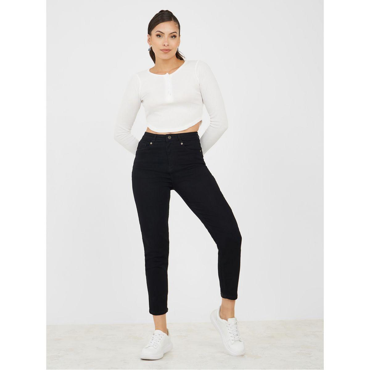Styli Solid High Rise Mom Jeans-women-clothing-bottoms-jeans-image-2
