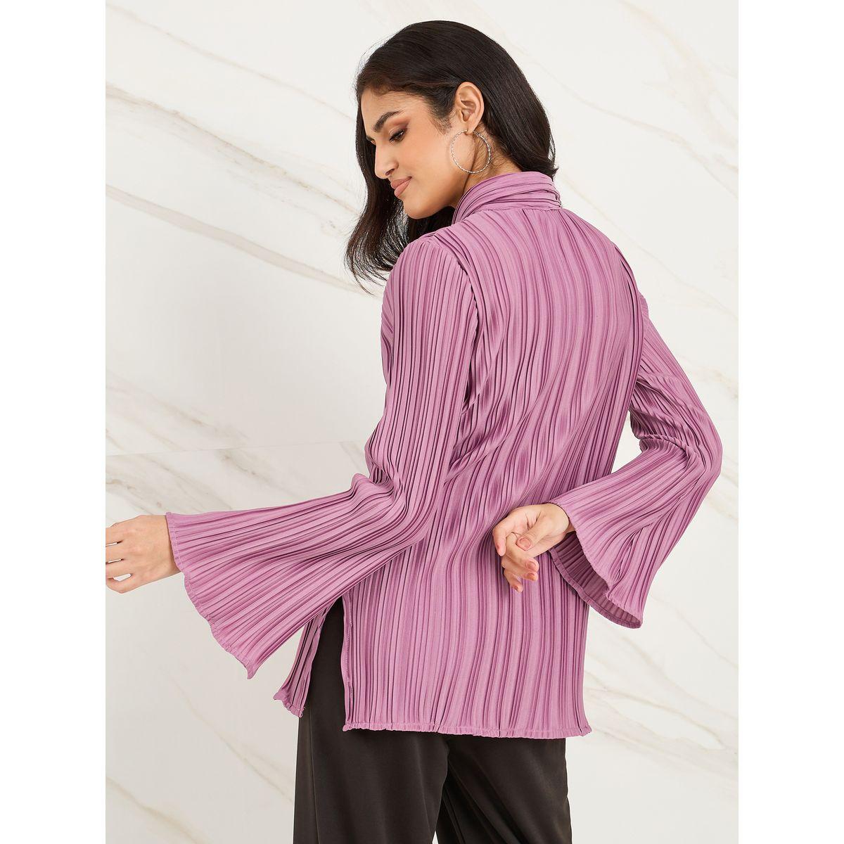 Styli Limited Bell Sleeve Plisse Oversized Shirt-women-clothing-shirtsandblouses-shirts-image-5