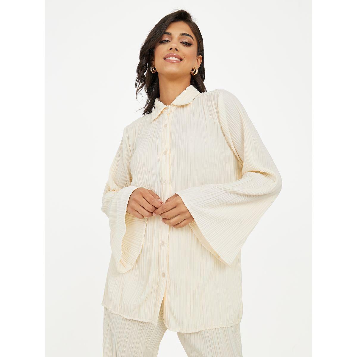 Styli Limited Bell Sleeve Pleated Oversized Shirt-women-clothing-shirtsandblouses-shirts-image-1