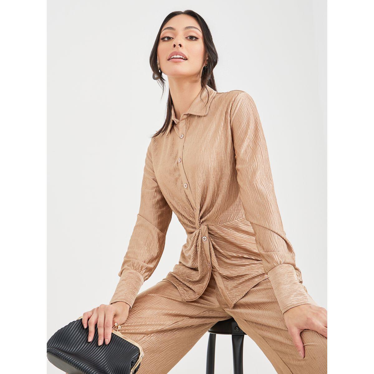 Styli Limited Front Twist Crinkled Pleated Shirt-women-clothing-shirtsandblouses-shirts-image-1