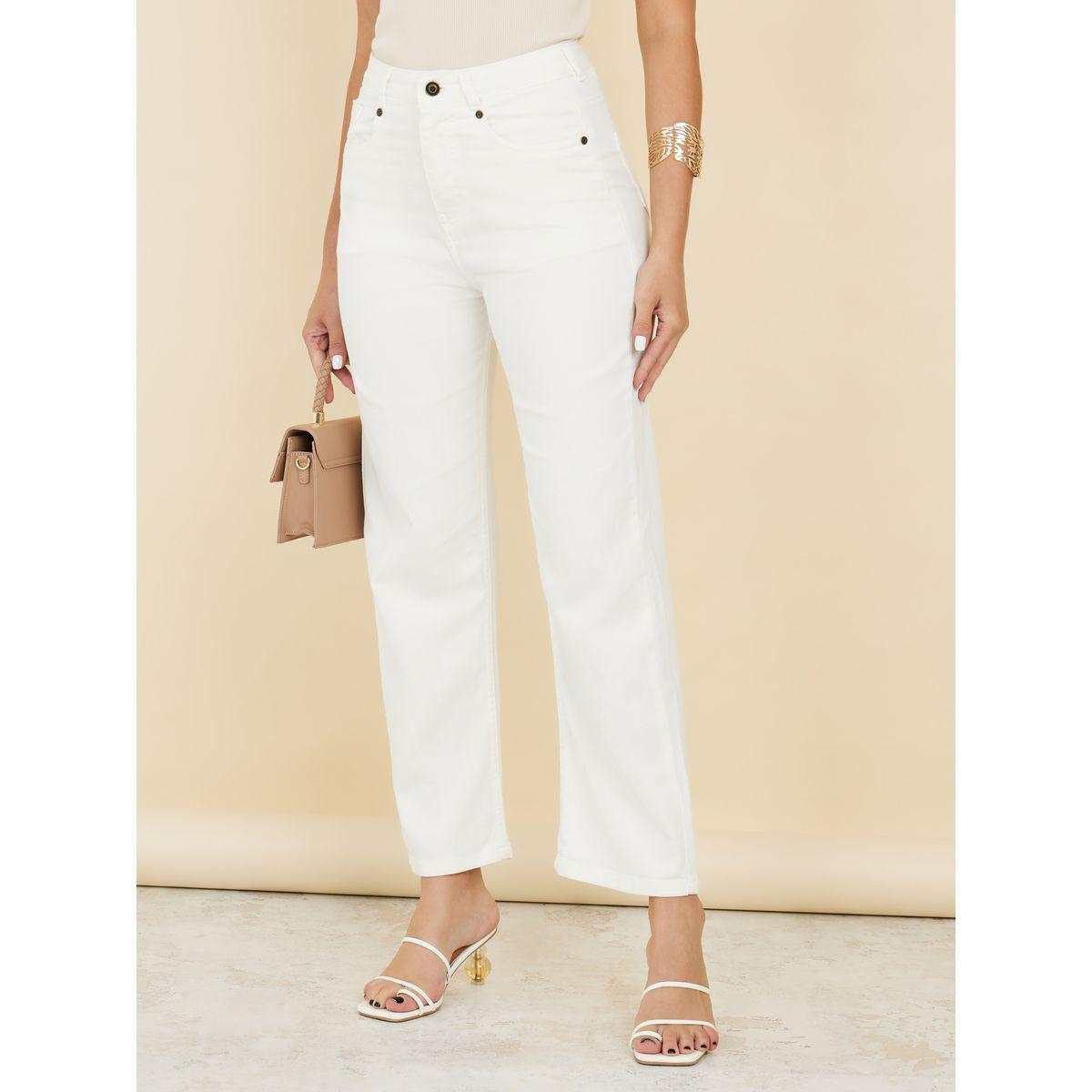 Styli Solid Button Detail Tapered Fit Jeans-women-clothing-bottoms-jeans-image-1