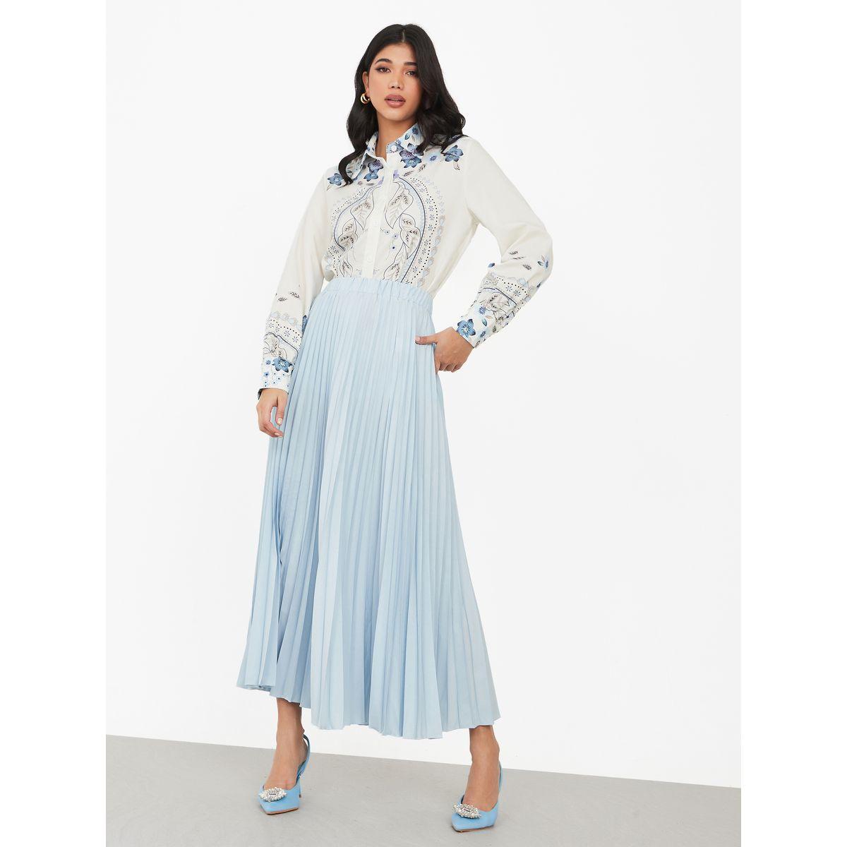 طقم منسق من ( تنورة طويلة + بلوزة )-women-clothing-coordsets-image-1