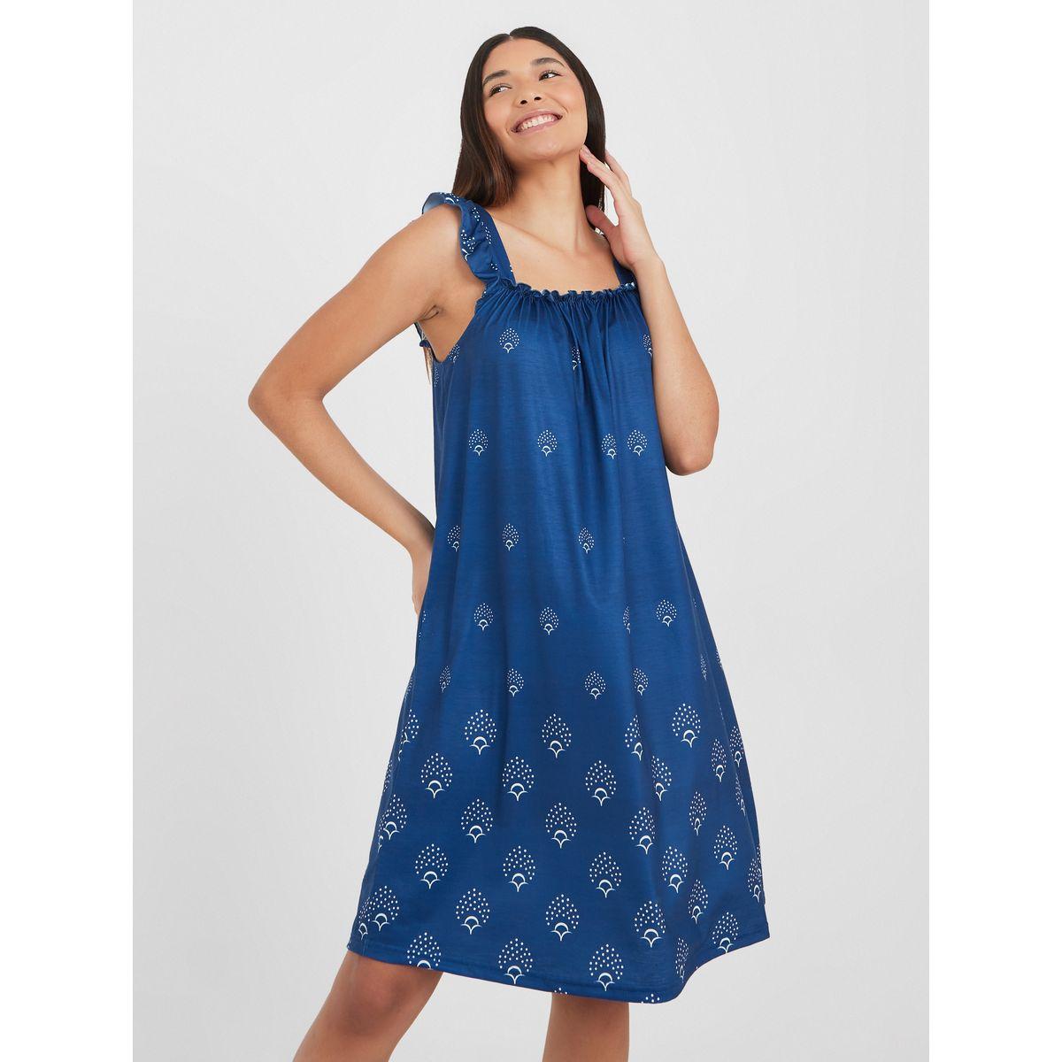 قميص نوم بطول الركبة مزين بكشكش-women-clothing-nightwear-nighties-image-1