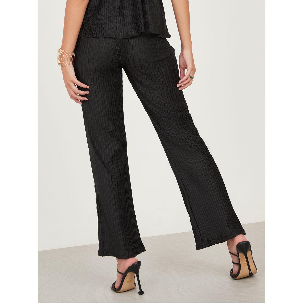 Styli Limited Textured Fit and Flare Pant with Side Slit-women-clothing-bottoms-trousers-image-4