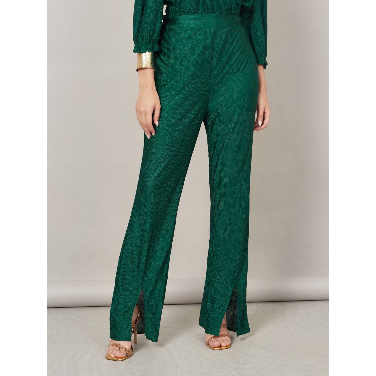بنطال واسع بليسيه مزين بشق-women-clothing-bottoms-trousers-image-2