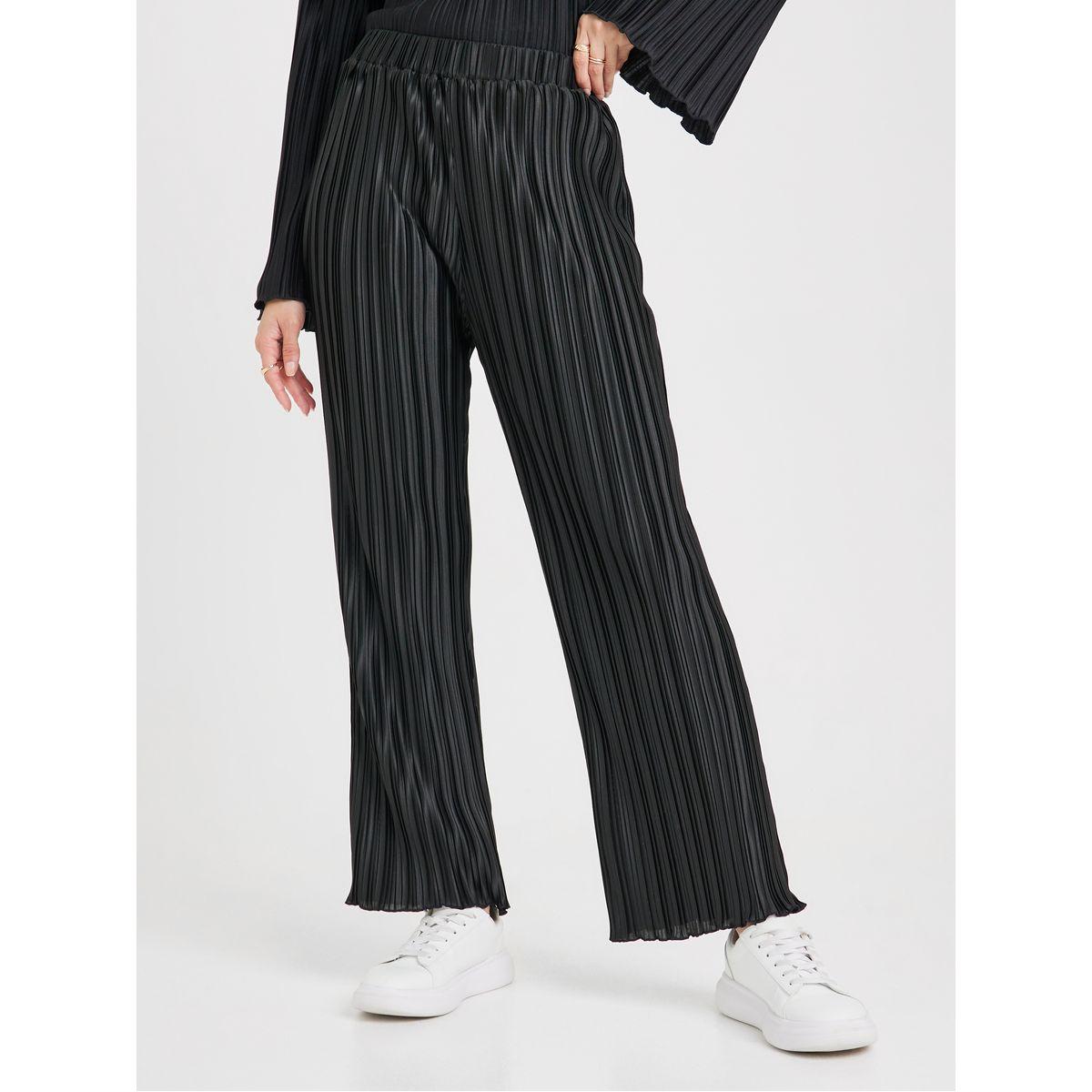 بنطال واسع الأرجل بخصر مطاطي-women-clothing-bottoms-trousers-image-1