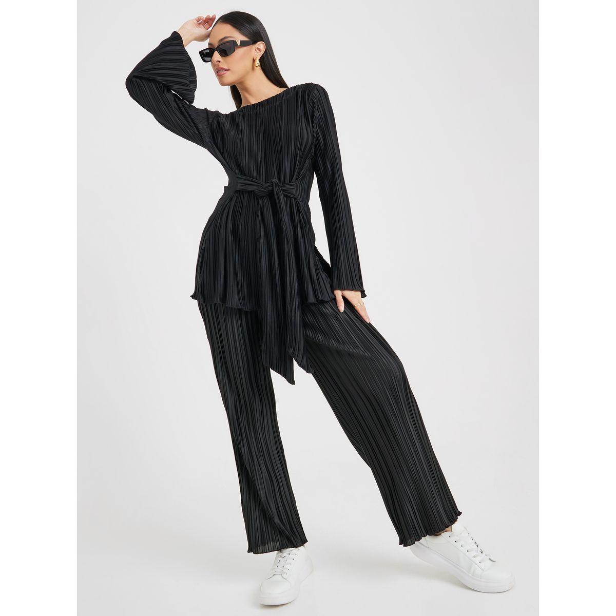 بنطال واسع الأرجل بخصر مطاطي-women-clothing-bottoms-trousers-image-2