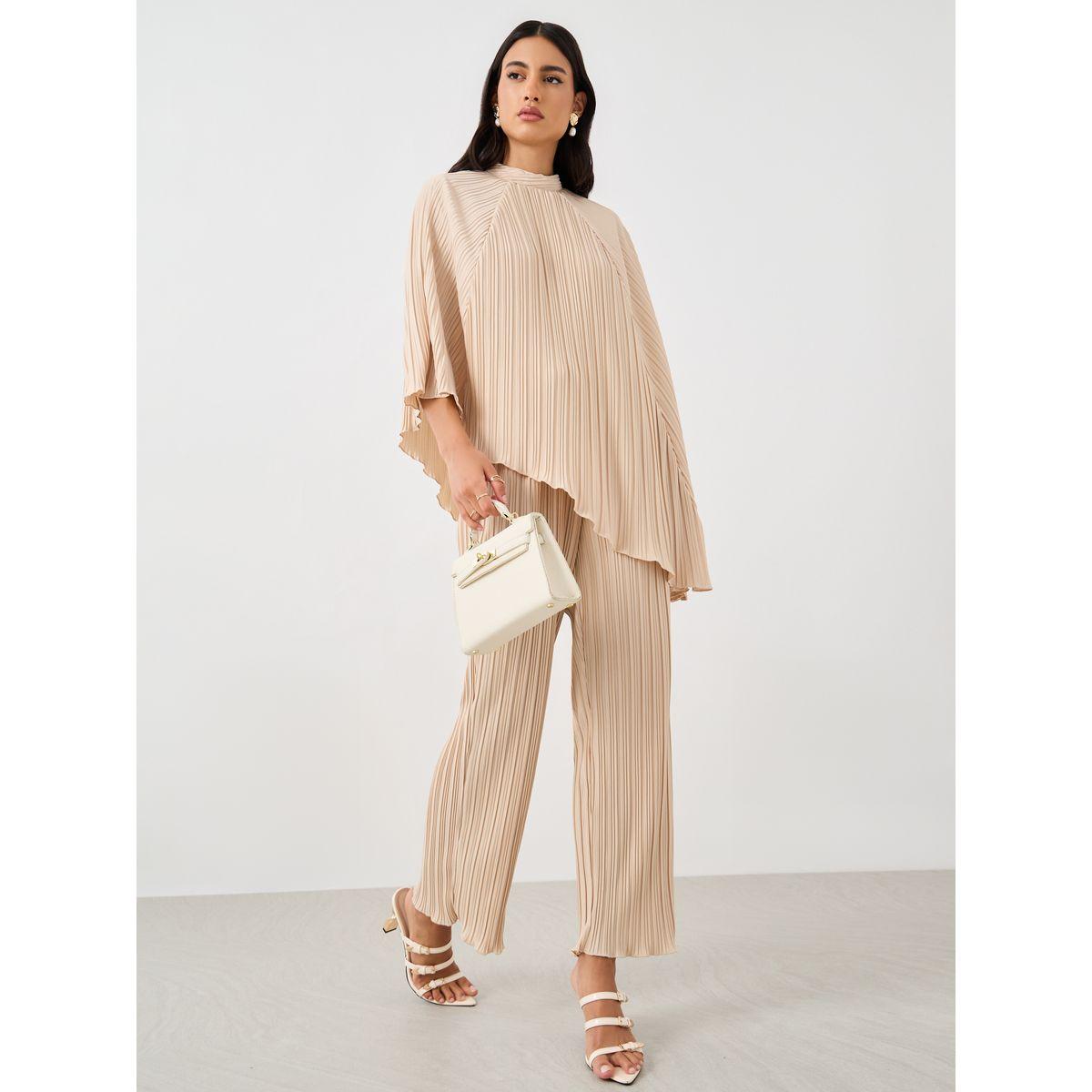 بنطال قصير بأرجل واسعة وخصر مطاطي-women-clothing-bottoms-trousers-image-1