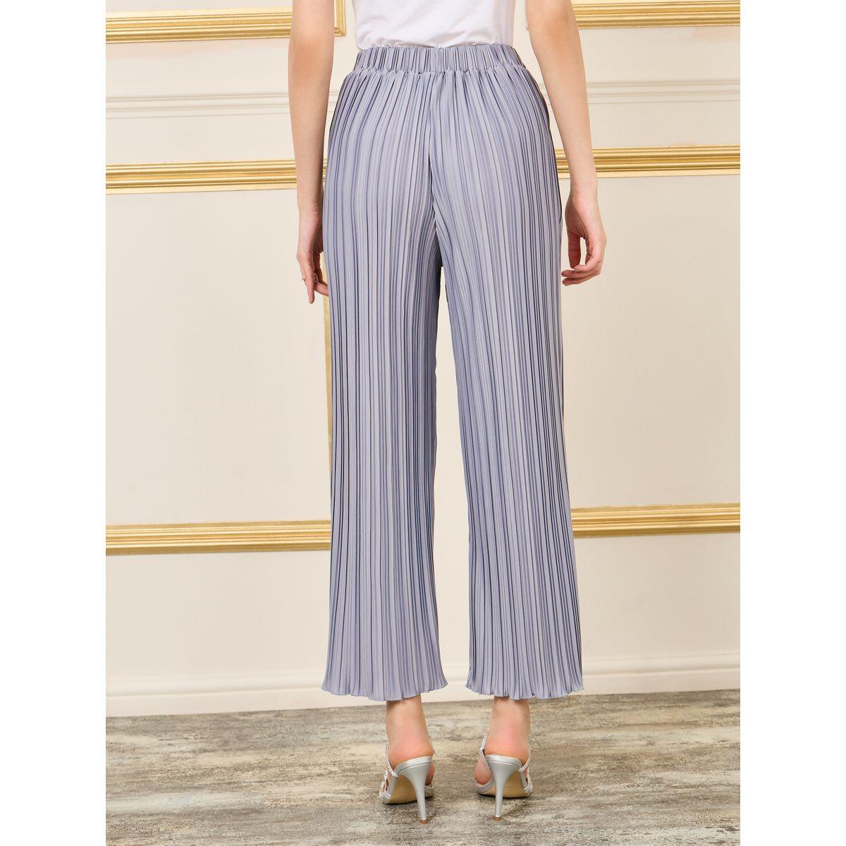 بنطال بليسيه بارجل واسعة وخصر عالي-women-clothing-bottoms-trousers-image-4