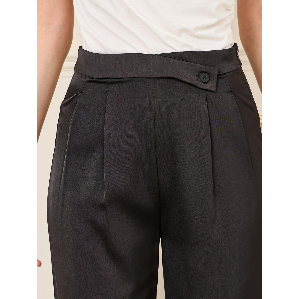 Styli Limited Satin Asymmetric Button Closure Flared Pants-women-clothing-bottoms-trousers-image-3