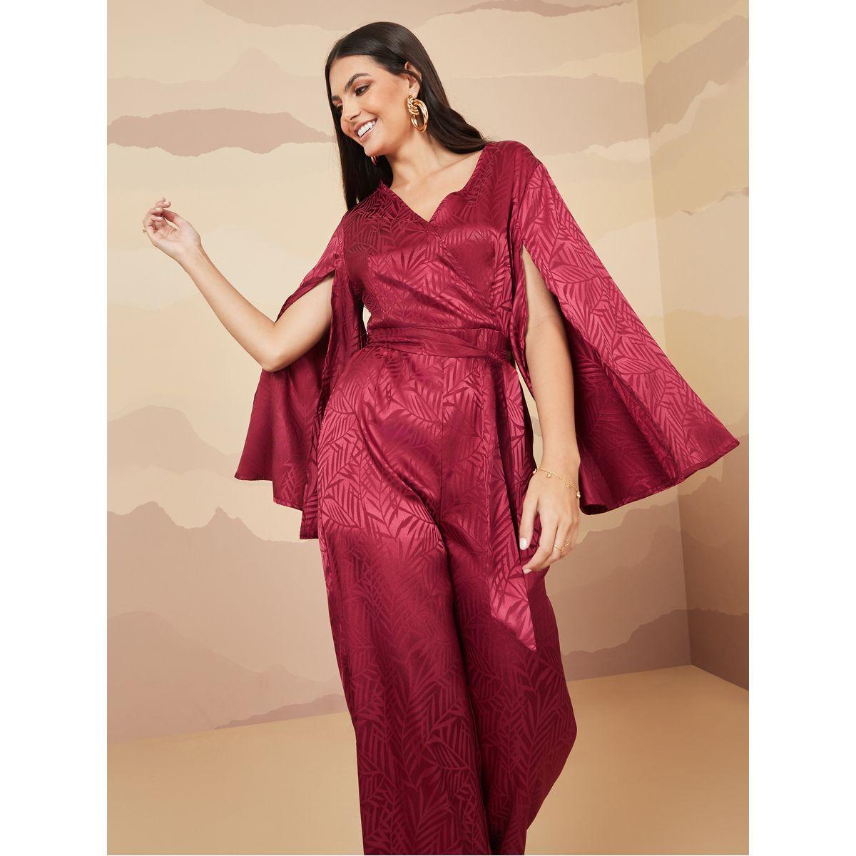 جمبسوت ساتان بأكمام كيب-women-clothing-jumpsuits-image-1