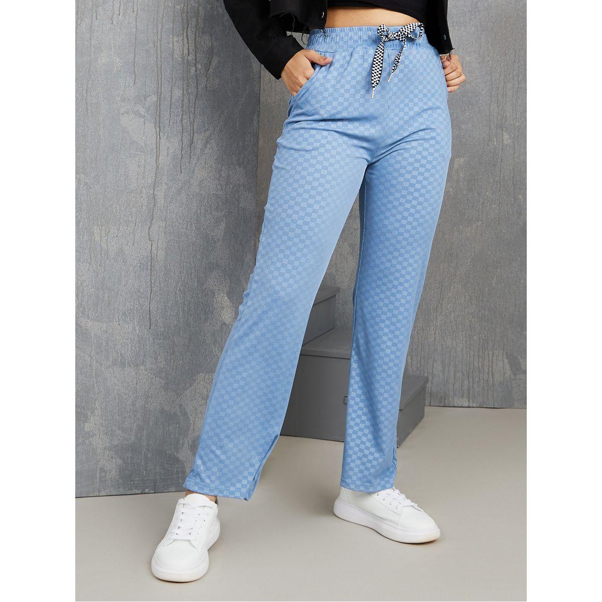 Styli High Waist Gingham Check Patter Straight Leg Pants-women-clothing-bottoms-trousers-image-1