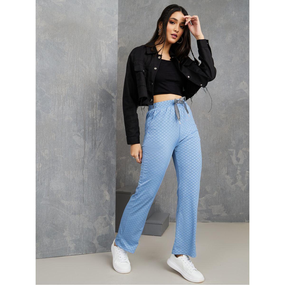 بنطال مطبع بمربعات وخصر عالي-women-clothing-bottoms-trousers-image-2