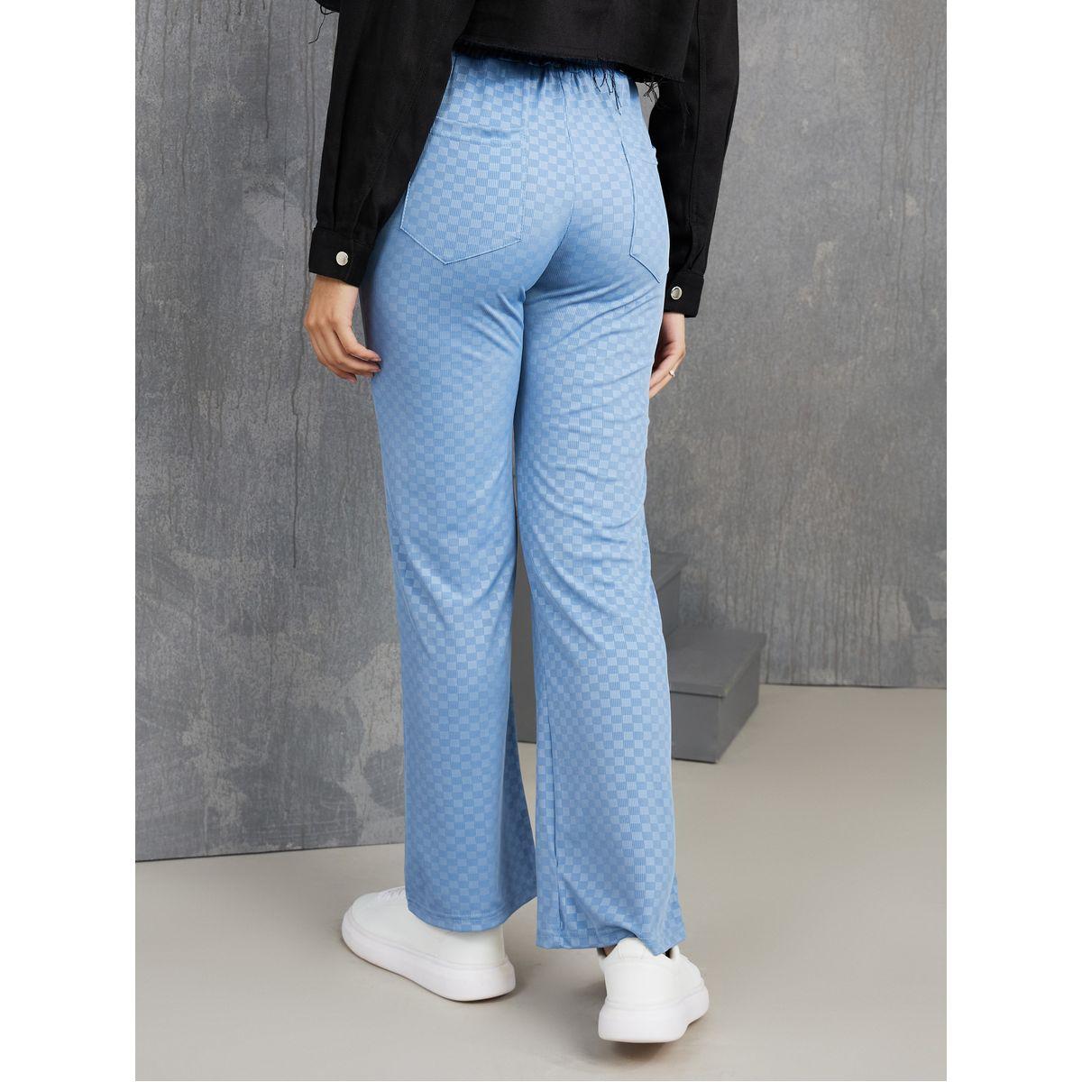 Styli High Waist Gingham Check Patter Straight Leg Pants-women-clothing-bottoms-trousers-image-4
