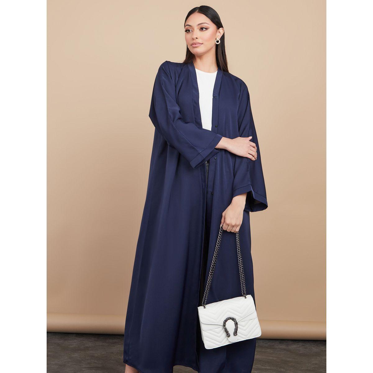 Styli V Neck Casual Abaya with Matching Sheila-women-arabicclothing-abayas-image-1