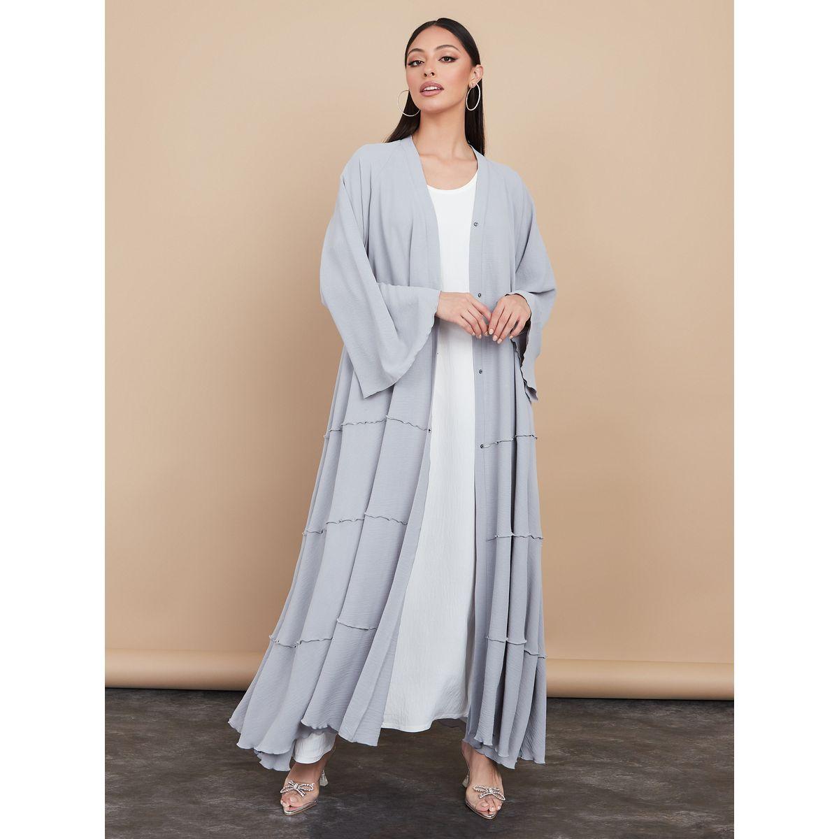 Styli Frill Detail Abaya with Button Closure-women-arabicclothing-abayas-image-1