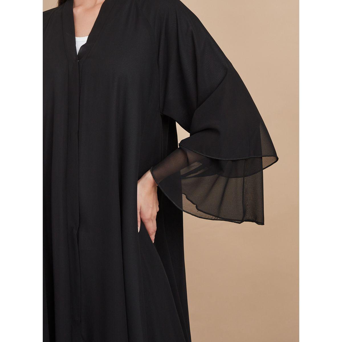Styli Layered Georgette Abaya with Button Closure-women-arabicclothing-abayas-image-5