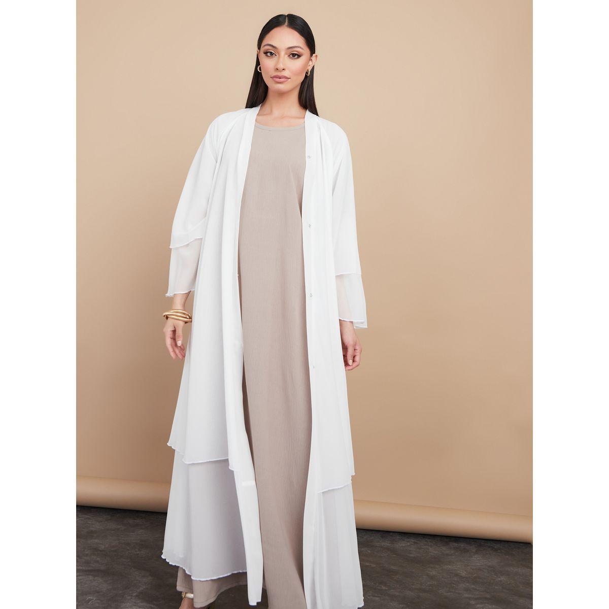 Styli Layered Georgette Abaya with Button Closure-women-arabicclothing-abayas-image-1