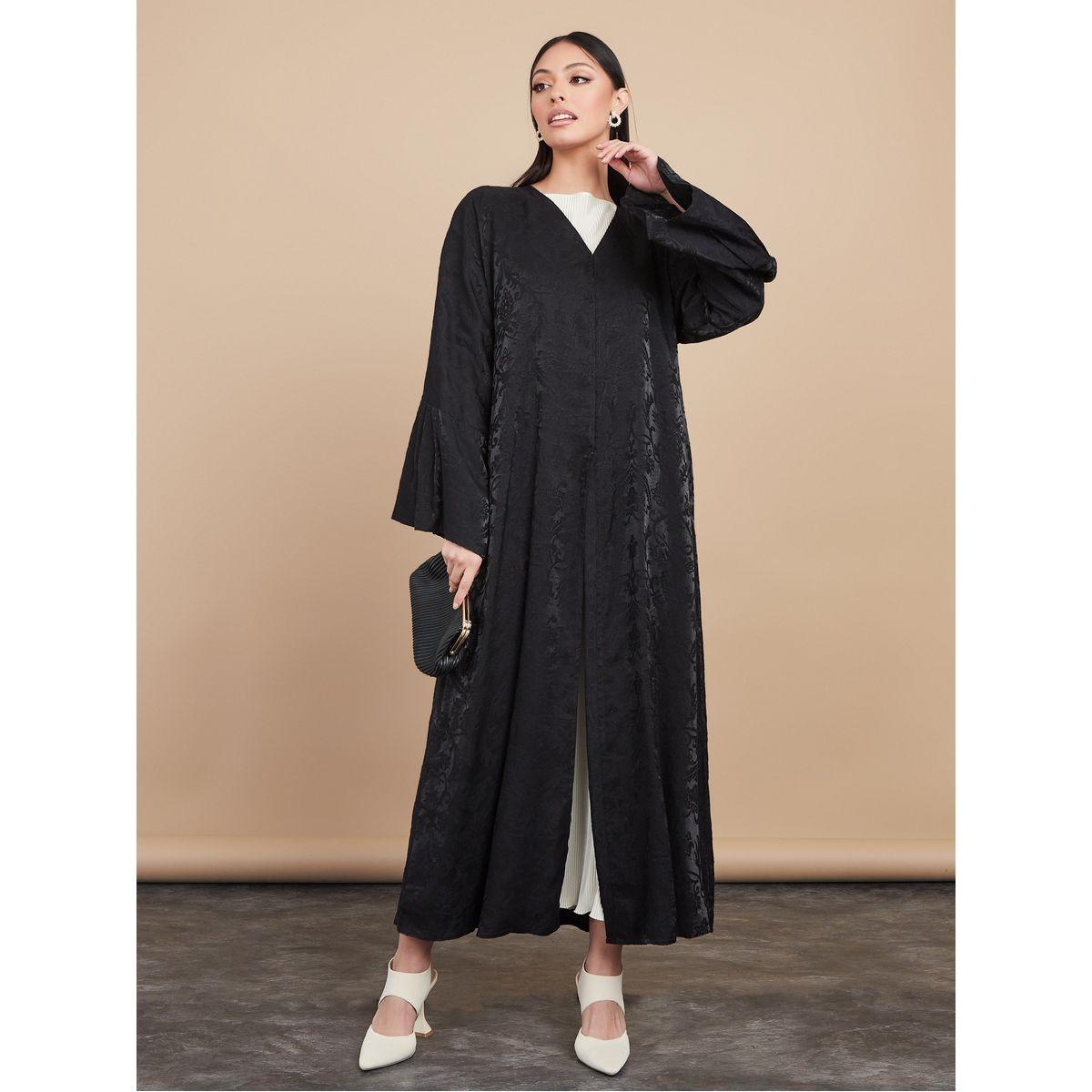 Styli Jacquard Pattern Abaya with Matching Sheila-women-arabicclothing-abayas-image-3