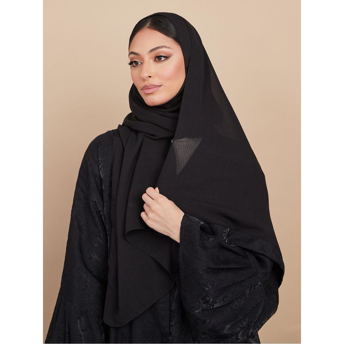 Styli Jacquard Pattern Abaya with Matching Sheila-women-arabicclothing-abayas-image-5